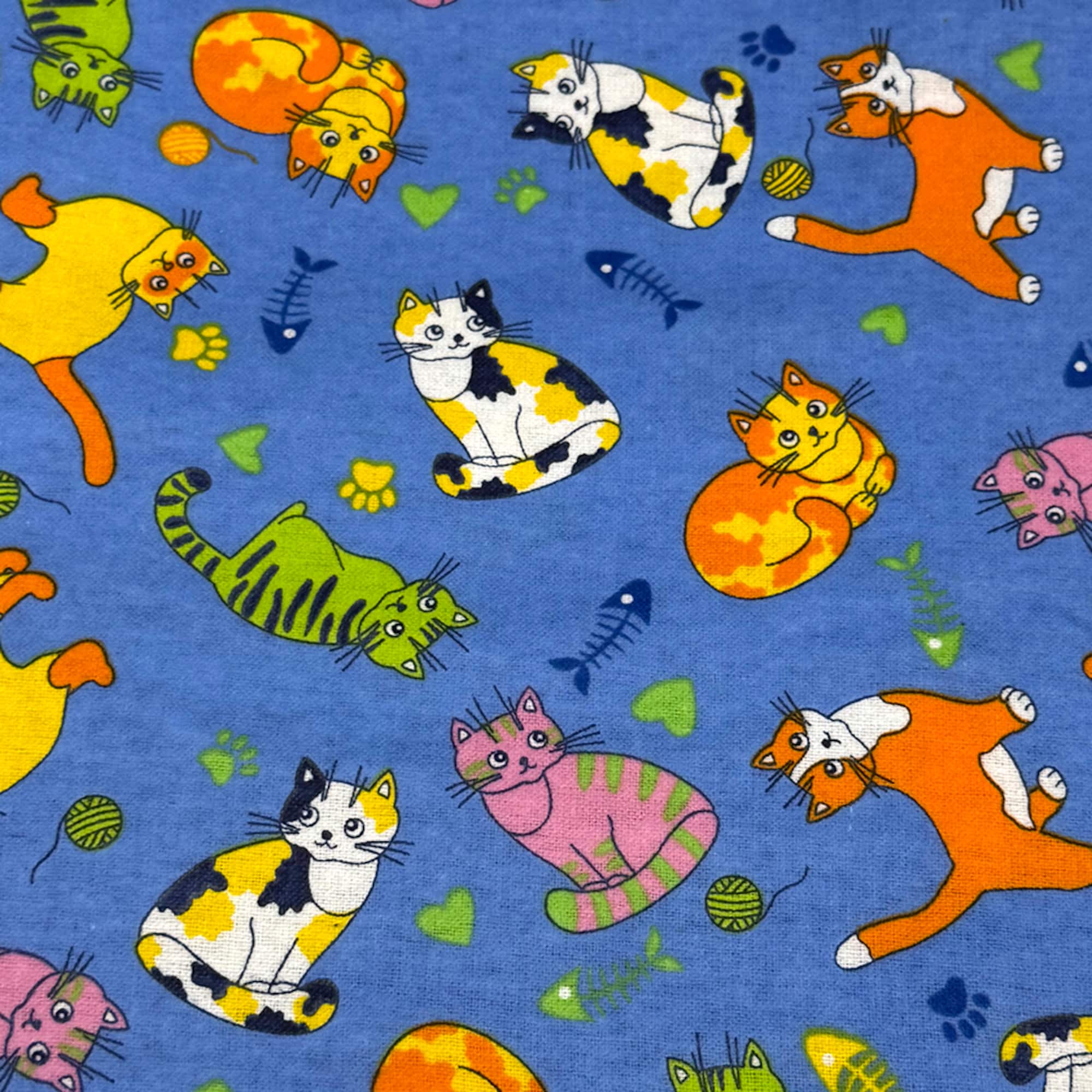 Feldman Blue Cats Cotton Flannel